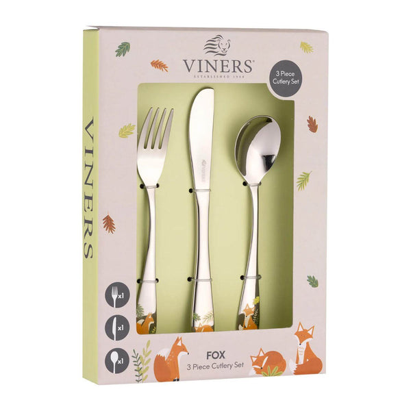 Viners The Fox 3-Piece Stainless Steel Childrens Cutlery Set