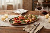 Dexam Sintra Glazed Terracotta 47.5cm x 20.5cm Oval Serving Platter - Olive Green
