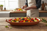 Dexam Sintra Glazed Terracotta 38cm x 14cm Oval Baking Dish - Stone