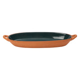 Dexam Sintra Glazed Terracotta 38cm x 14cm Oval Baking Dish - Ink Blue
