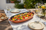 Dexam Sintra Glazed Terracotta 38cm x 14cm Oval Baking Dish - Ink Blue