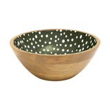 Dexam Sintra Mango Wood Spotted Salad Bowl - Olive Green