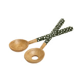 Dexam Sintra Mango Wood Spotted Salad Servers - Olive Green