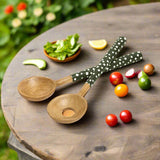 Dexam Sintra Mango Wood Spotted Salad Servers - Olive Green
