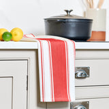Dexam Love Colour Cotton Striped Tea Towel - Scarlet