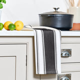 Dexam Love Colour Cotton Striped Tea Towel - True Black