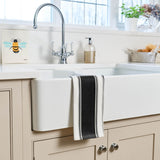 Dexam Love Colour Cotton Striped Tea Towel - True Black