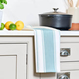Dexam Love Colour Cotton Striped Tea Towel - Duck Egg