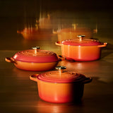 Le Creuset Limited Edition Signature Cast Iron 3-Piece Casserole Dish Set - Flamme Doree