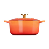 Le Creuset Limited Edition Signature 24cm Cast Iron Round Casserole - Flamme Doree