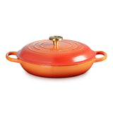 Le Creuset Limited Edition Signature 30cm Cast Iron Round Shallow Casserole - Flamme Doree