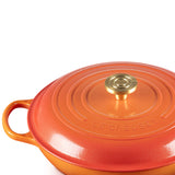 Le Creuset Limited Edition Signature 30cm Cast Iron Round Shallow Casserole - Flamme Doree