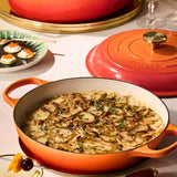 Le Creuset Limited Edition Signature 30cm Cast Iron Round Shallow Casserole - Flamme Doree