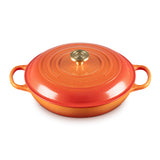 Le Creuset Limited Edition Signature 30cm Cast Iron Round Shallow Casserole - Flamme Doree