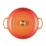 Le Creuset Limited Edition Signature 30cm Cast Iron Round Shallow Casserole - Flamme Doree