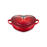 Le Creuset Cast Iron Heart Shape Dish with Lid - Cerise