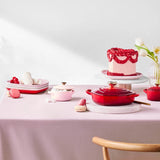 Le Creuset Cast Iron Heart Shape Dish with Lid - Cerise