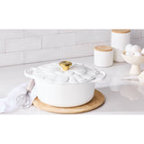 Le Creuset Signature 26cm Cast Iron Round Petal Casserole - White