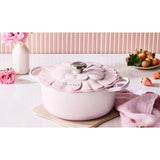 Le Creuset Signature 26cm Cast Iron Round Petal Casserole - Shell Pink