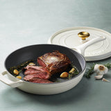 Tramontina 30cm Enamelled Cast Iron Saute Pan with Lid - Latte