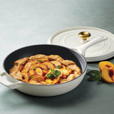 Tramontina 30cm Enamelled Cast Iron Saute Pan with Lid - Latte