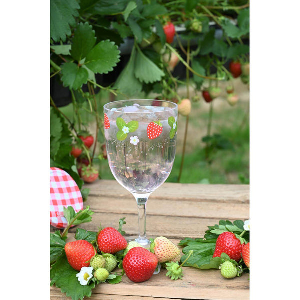 Navigate Strawberries & Cream Reusable Decorated Wine Glass