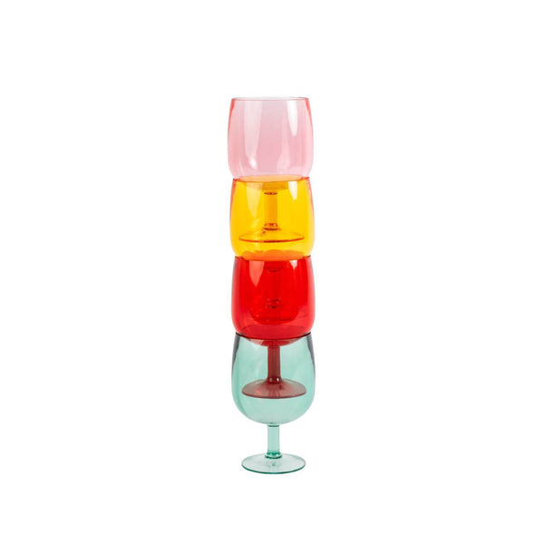 Navigate Strawberries & Cream Set of 4 Stacking Wine Glasses in Mixed Colours