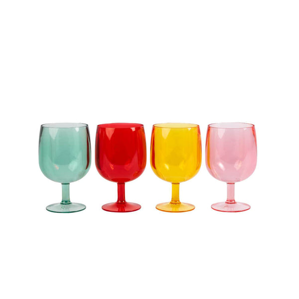 Navigate Strawberries & Cream Set of 4 Stacking Wine Glasses in Mixed Colours