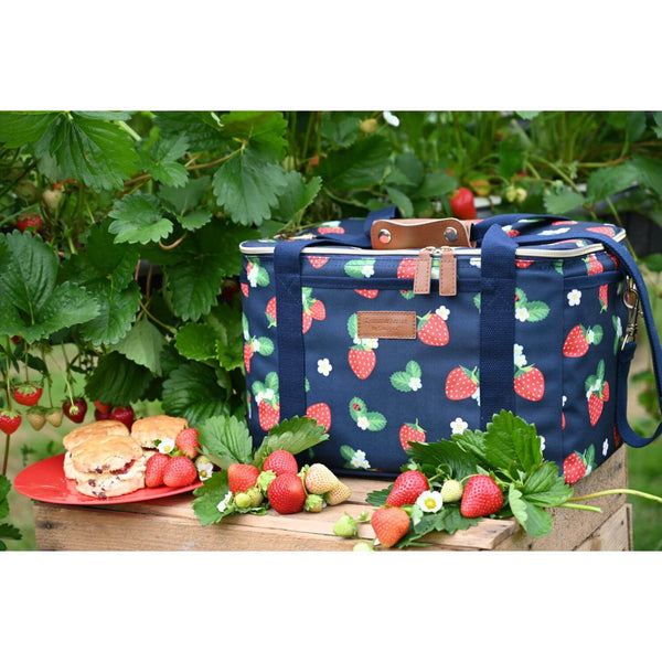 Navigate Strawberries & Cream Adjustable Polyester Picnic Chair - Navy