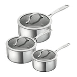 Kuhn Rikon Allround Stainless Steel 3-Piece Saucepan Set with Glass Lids