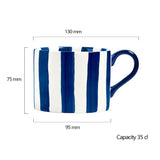 Bia International 350ml Stoneware Stripes Mug - Blue