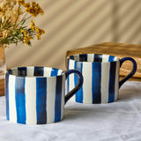 Bia International 350ml Stoneware Stripes Mug - Blue