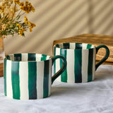 Bia International 350ml Stoneware Stripes Mug - Green