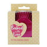 Culpitt Baked With Love Hot Pink Foil Baking Cases - Pack of 50