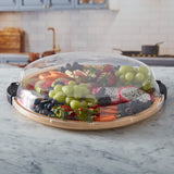 Farberware Build-a-Board 35.5cm Round Bamboo Snack Serving Board with Lid