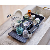 Joseph Joseph Extend™ Steel Plus Expandable Dish Drainer with Wine Rack - Black