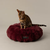Scruffs Festive Fur 50cm Round Cat Bed - Burgundy
