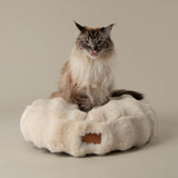 Scruffs Festive Fur 50cm Round Cat Bed - Cream