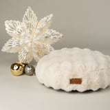 Scruffs Festive Fur 50cm Round Cat Bed - Cream