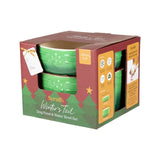 Scruffs Winters Tail 19cm Stoneware Food & Drink Bowl Gift Set - Green