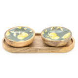 Candlelight Sicilian Orchard 3-Piece Mango Wood Dipping Bowl Set - Lemons