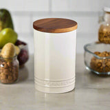 Le Creuset Stoneware Signature 770ml Storage Jar with Wooden Lid - Meringue