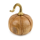 Candlelight 16cm Mango Wood Fruit Ornament With Metal Stem - Pumpkin