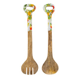 Candlelight Mango Wood Serving Fork & Spoon Set - Tomato