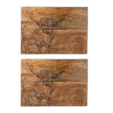 Candlelight Set Of 2 Mango Wood Placemats - Highland Cow