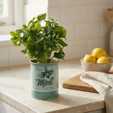 Candlelight Artificial Mint Plant In Tin Can Pot