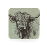 Candlelight Set Of 4 Coasters - Highland Cow