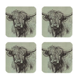 Candlelight Set Of 4 Coasters - Highland Cow