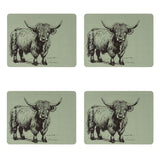 Candlelight Set Of 4 Placemats - Highland Cow