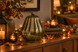 Candlelight 19.5cm LED Tall Glass Pumpkin Light - Green